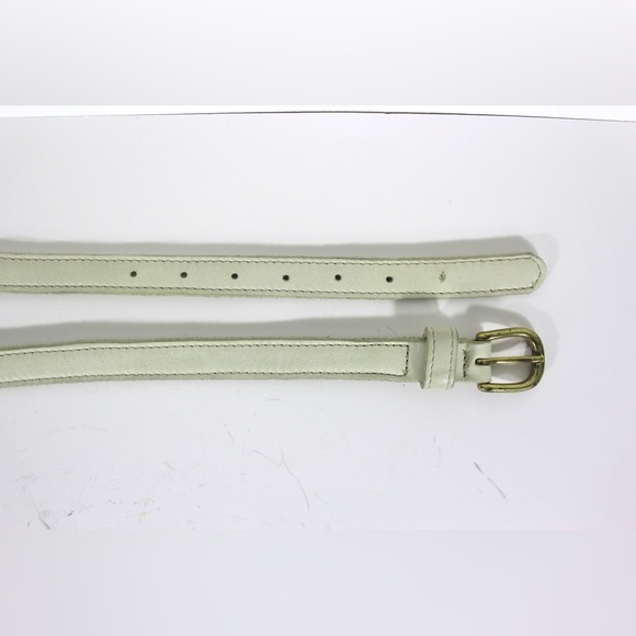 ROOTS Ecru Narrow Leather Belt Cream Off White Winter White - Picture 6 of 7